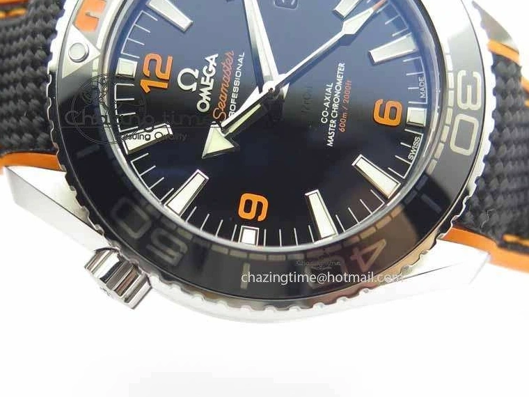 0417 Resilient Planet Ocean 2016 43.5mm SS OM 1:1 Best Edition Black Dial On Black Nylon Strap A 8167